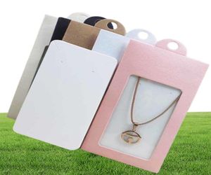 50st Multi Color Paper Jewelry Package Display Hanger Packbox med Clear PVC -fönster för halsband örhänge2137075