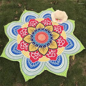 Tapestries Yoga Round Mat Mandala Tapestry Lotus Bohemian Flower Printed Shawl Sunblock Beach