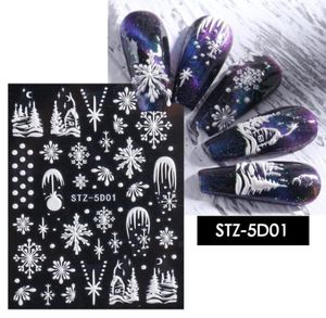 5D Embossed Nail Sticker Christmas Snowflakes Design Adhesive Nail Decals Summer Sliders Nail Art Decorations9937988