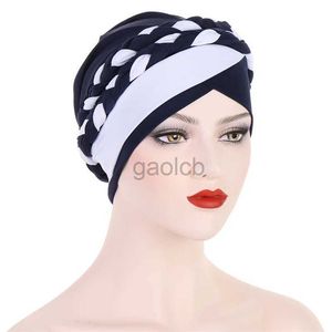 Beanie/Skull Caps India Black White Braid Modal Jersey Turban Hats Beanie Bonnet Canner Islamic Headwear Cancer Chemo Caps Muslim Hair Loss Covers d240429