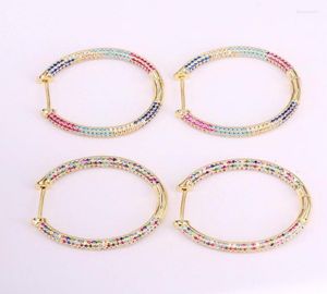 Hoopörhängen 4Prairs Micro Pave Cz Gold Color Female Big Fashion Jewelry Rainbow Zirconia Oval Shaped Colorful Crystal5850030