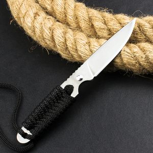 High Quality Outdoor Survival Straight Knife 440C Satin Blade Full Tang Paracord Handle Fixed Blade Knives & ABS Sheath