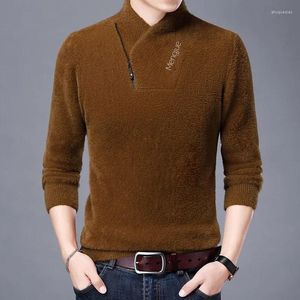 メンズセーターのトップグレード模倣ミンクファッションブランドデザイナープルオーバーニットメンズタートルネックセーターオートゥム韓国カジュアル服
