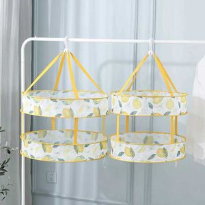 Storage Baskets Foldable Clothes Drying Basket Hanging Sweater Socks Flat Drying Net Rack Double Layer Anti-Deformation Laundry Dryer