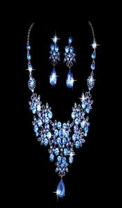 Kryształowy zestaw biżuterii ślubnej moda moda kropla kropla kropla kolczyki Zestaw Zestaw pustego kwiatu kobiecy zestaw biżuterii Prezent 4472750
