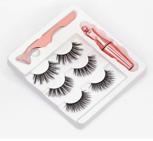 3Dマグネット3ペア磁気まつげfalse lashes液体アイライナーピンセットアイメイクセット自然再利用可能な接着剤なし5138302