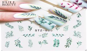 25pcslot Water Nail Decal and Sticker Flower Leaf Tree Green Simple Summer Slider for Manicure Nail Art Watermark Tips CHSTZ82486960641