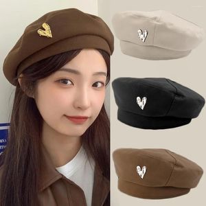 Berets Vintage Heart Corean Style Woolen осень зима