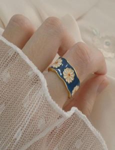 Wedding Rings Fashion Korean Style Flower Wreath For Women Punk Trendy Vintage Plum Blossom Ring Small Enamel5226206