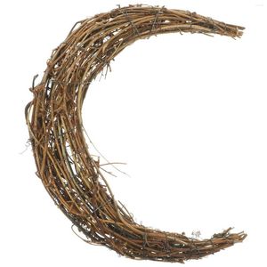 Decorative Flowers Set Smilax Rattan Christmas Decorations Outdoor DIY Wreath Ring Moon Shaped