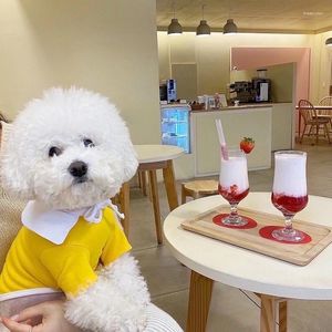 Dog Apparel Fashion Yellow Pet Vest Summer Clothes Puppy Lapel T-Shirt Teddy Breathable Two Legs Than Bear Sun Protector