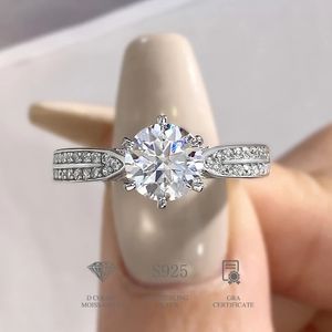 DW LUXURY 1CT Certified Diamond Gemtones Rings For Women Real 925 Sterling Silver Wedding Gorgeous Fine Fine Jewelry 240428