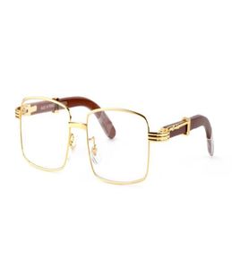 France Designer Pełna metalowa rama zwykłe okulary drewniane nogi Buffalo Rogu szklanki dla mężczyzn lunetty de soleil drewniane bambusa rzeźba na oczy6051563