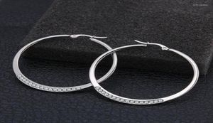 Hoop Huggie Crystal Steel Big Circle örhängen Modern Smooth Round Creole Loop Earring Girl rostfria smycken Womanhoop Huggiehoo7256279