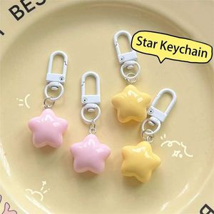 Keychains Lanyards Cute Cartoon Star Pendant Keychain Tiktok Womens Couple Fashion Trend Keychain Bag Charming Accessories Q240429