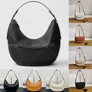 Designer Arque Leather Moon Bag Handväskor Nya axelväskor Lyxiga kvinnor vanligt kohude Moon Lady Hobo Underarm Bag Package Crossbody Black 3 Size Wallet