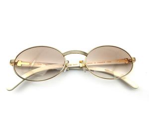 Klassiska män White Buffalo Horn Frame Shades Märke Solglasögon Oval Luxury Glass Runda 75501788819445