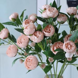 Dekorativa blommor Camellia Simulation Artificial Flower Decoration vardagsrum High-end ins stil TV-skåp Silk