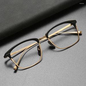 Солнцезащитные очки рамы моды квадрат чистые титановые очки рамы мужчин миопия деловые очки на заказ рецептурные очки ретро -оптические