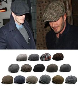 Peaky Blinders Hat Newsboy Flat Cap Classic Herringbone Tweed 100 Wool Baker Boy Gatsby Vintage 8 Panel HAT4631887