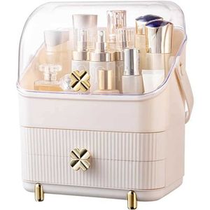 Kosmetisk arrangör Sunficon 3-lagers Makeup Organiser Holder Cosmetic Storage Box med dammskydd Portable Handtag 2 Rroom-lådor perfekt för Q240429