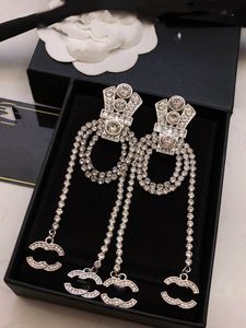 Luxur Designer Cclies Stud Hoop örhängen Pearl Diamond Drop Gold C Earring For Woman Fashion Not Fade Silver Wedding Women Chanells Earings 12