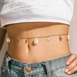 Correias da cintura New Fashion Star vintage Shell Tassel Belly Chain Boho Bohemian Belt Dance Caint Chain Body Chain Jewelry Gifts 2N001 D240430