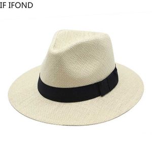 Wide Brim Hats Bucket Hats Summer Casual Per Str Sun Hats Men Panama Trilby Jazz Hat Outdoor UV Protection Beach C Bonnet J240429