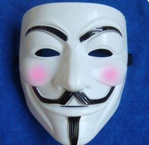 20pcs V Mask for Vendetta Anonimowy film Adult Guy Mask White Color Halloween cosplay2213779