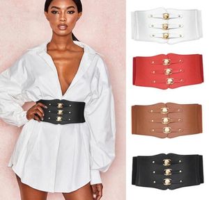 Belts Super Wide Waist Belt For Women PU Leather Slimming Body Ladies Dress Elastic White Black Corset Female Waistband1696418