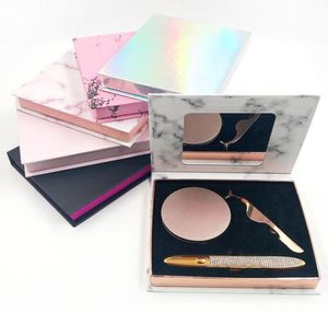 multifunction eyelash box hold eyelash eyeliner glue and tweezer marble texture eyelashes packaging empty portable lash cases can 3455294