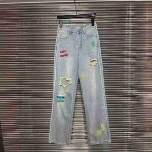 Marchio designer di jeans da donna alla moda strappata gamba dritta ch primavera/estate nuovo ricamo a lettere personalizzate sciolte pantaloni lunghi per donne fwzl