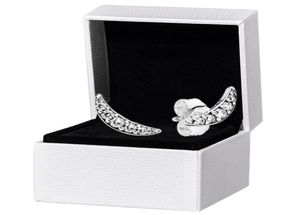 Sparkling Crescent Moon Stud Earrings Original Box för 925 Sterling Silver CZ Crystal Women Party Jewelry Earring Set9562938