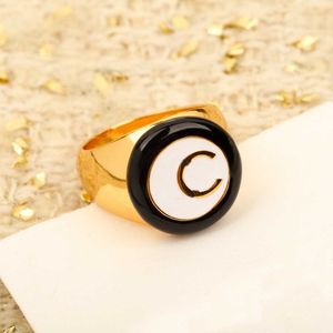 2024 Luxury quality charm punk band ring with white and black color in 18k gold plated have stamp box PS3536B