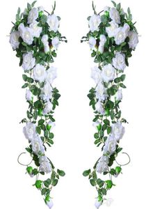 2m de comprimento Artificial Rose Vine Silk Flower Garland pendurada cestas de hera Rattan Home ao ar livre arco de casamento Decoração de parede de jardim1387046