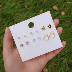 Stud Earrings Fashion Metal Heart Flowers Sets Bright Sunflower Flower Acrylic For Women Cute Girl Jewelry 6 Pairs /set