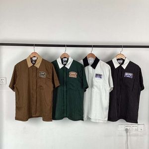 Rhude Shirt Designer Luxury Fashion Mens Casual Shirts Spring Striped Letter Kort ärmskjorta Summer New Loose Mens and Womens mångsidig snabb torkning