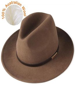 Fedora Hat for Women Men 100% Wool ha sentito largo cappello a bordo vintage jazz coppia fedora cap robaeau wapeau femme4695940
