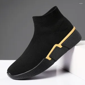 Sıradan Ayakkabı Yüksek Top 2024 Bahar Çoraplar Erkekler Spor Nefes Alabilir Siyah Açık Işık Rahat kaymaz düz renk tasarımcısı