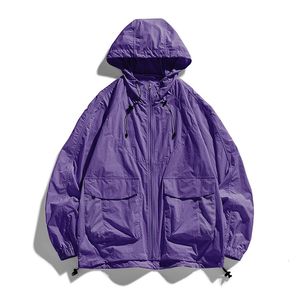 여름 오버 사이즈 선 스크린 재킷 남자 헐렁한 코트 겉옷 패션 한국 스트리트웨어 선 보호 의류 남성 플러스 크기 240428