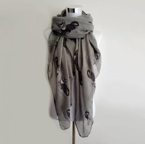 Новая мода Big Cat Pattern Scarf Spring Foulard Длинные шарфы для женщин, дамы, серые животные, шарфф, 5261342