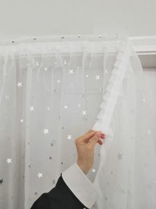 Magic Paste Selfadhesive Bling Tulle Curtain Punchfree Semi Sheer Doer Window Drapery For Living Bedroom Star Gaze 240429