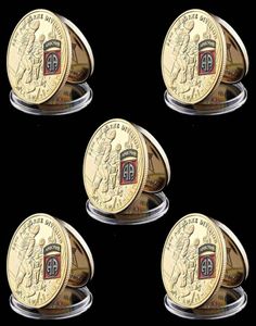 5pcs US Military Craft Army 82nd Airborne Division Eagle 1oz Gold Plated Challenge Coin Collectible Gift WCapsule7004691