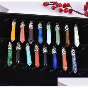 Pendant Necklaces Hexagonal Gemstone Six Pyramid Necklace Healing Chakra Crystal Stone Men And Women Spirit Energy Ldzoz Necklaces Wd7 Dh4Vo