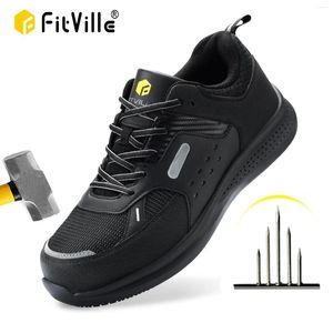 Scarpe casual Fitville maschi extra largo lavoro anti-slip robusto di punta traspirante per i piedi gonfio maschile arco supporto sollievo dal dolore