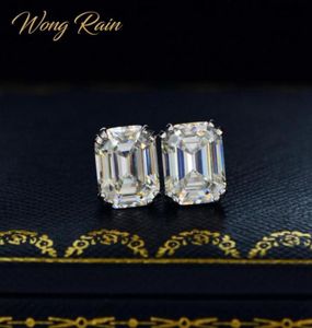 Wong Rain Classic 925 Sterling Silver criou Moissanite Gemstone Diamonds Earrings Studs Ear Studs Wedding Jóias finas CX20089839920558