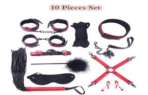 Svarta nitar fetisch 10 stycken bondage set set bdsm bondage sex krage bröstvårtor klämmer vuxna spel leksaker för par sex produkter1651164