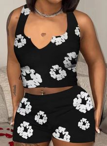 STYLISH LADY Floral Printed Sports 2 Piece Set Women Sleeveless Crop Top and Shorts Suits 2024 Summer Sexy Club Party Outfits