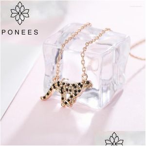 ペンダントネックレスPONEES PAVE CRYSTAL RANESTONE WOMEN LEOPARD JEWELRY FOR LADIES FASHION ANIMAL NECKLACE DROP DERVIRY PENDA DHGUH