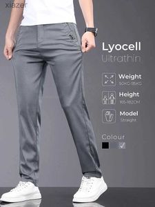 Herren Jeans Brand Herren Hosen weiche Stretch Lyocell Stoff Sommer Kleidung Casual Hosen dünne Elastische Taillengeschäft schlanke Hosen malewx